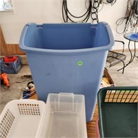 Blue Trash and Several Storage boxes no Lids