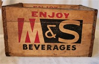 Vintage M&S Beverages Soda Bottle Wood Box Crate
