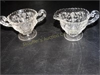 Cambridge Rosepoint Etched Creamer & Sugar bowl 2