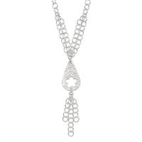 Sterling Silver- Floral Teardrop Necklace