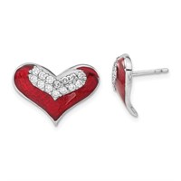 Sterling Silver- Enamel Heart Post Earrings