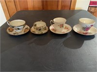 4 Cups and Saucers:  Najico China; made in Japan;