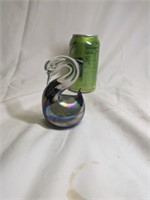 Iridescent Glass Swan 4" tall