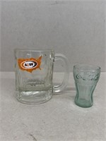 A&W root beer mug and miniature Coca-Cola glass