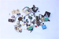 Vintage Jewelry Lot Copper Watch, Earrings