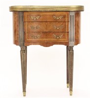 French Kidney Shape Marble Top 3 Drawer Chest