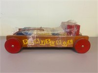 Vintage Playskool Wooden Pull Toy & Blocks