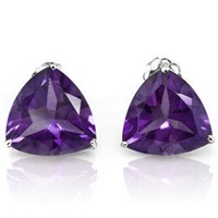 8MM Trillion Cut Amethyst 3.75CTW Stud Earrings in