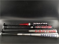 Collection of baseball and softball bats