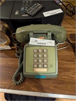 avacado green push dial telephone