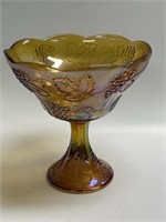 Carnival Glass Iridescent Gold Harvest Compote