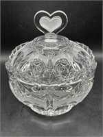 Price Crystal VTG Candy Dish with Heart Lid 6”