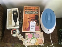Heating pad; hair trimmer; paraffin wax &