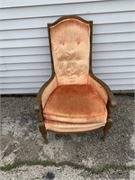 Orange High Back Arm Chair Vintage