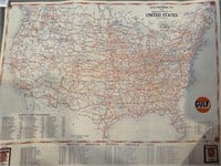 VTG 1930 GULF OIL ROAD MAP OF THE US