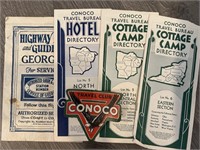 LOT OF TRAVEL EPHEMERA MAP / CONOCO DECAL