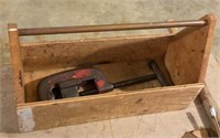 Wooden toolbox with pipe cutter