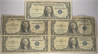 Lot of 5: $1 Silver Certificates