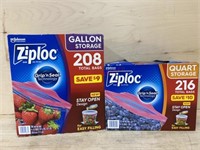 208ct gallon storage ziploc bags & 216 quart