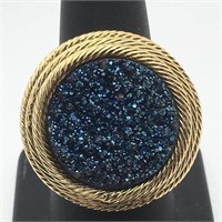 14k Gold Milor Italy Ring With Blue Stone