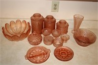 Large Lot of Pink Glassware