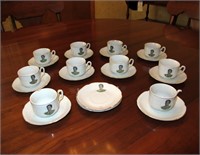 Lot, six espresso cups and saucers,