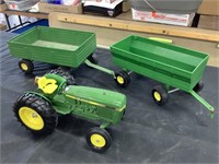 John Deere tractor and 2 wagons Ertl