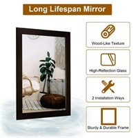 Wall Mount Mirror  Wood-Like Frame  11.8x15.7