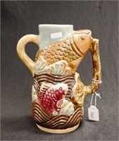 Oriental fish form ceramic vase