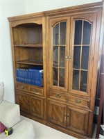 Two piece lighted bookcase, each cabinet 70