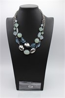 Smoky grey and blue bead necklace