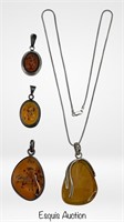 Sterling Silver & Genuine Amber Jewelry