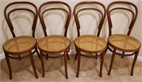4pc Thonet Wood Cane Seat Chairs
