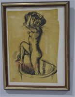 Vtg Edgar Degas Plate Print "Nude In Bath"
