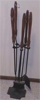 Fireplace set- metal with wood handles H 32"