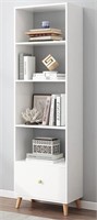 IOTXY 5-TIER WHITE 71IN OPEN SHELF BOOKCASE