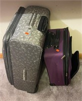 2 Suitcases - Purple Carry On, Gray Check In