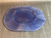 Blue Frosted Glass Unique Shaped Pie Plate