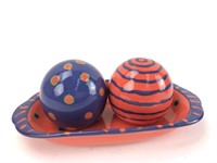 Berry ware ceramic salt and pepper set with b