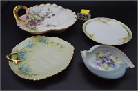4 hand painted vintge dishes