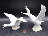 Pr. Lladro Porcelain Geese Figurines