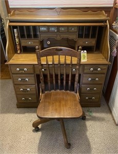 Midcentury Writing Desk with Swiveling Chair,