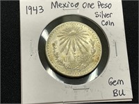 1943 Mexico Silver 1 Peso