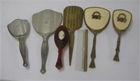 (7) Vintage vanity items including hand mirror,