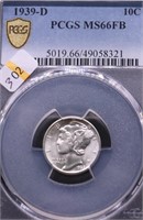 1939 D PCGS MS66 FB MERCURY DIME