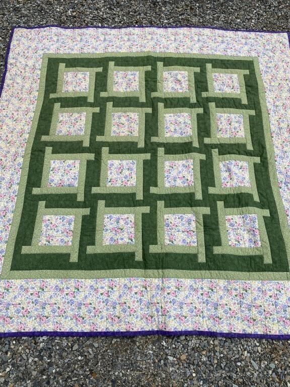 Hand Crafted Floral Quilt - Twin / Full Size