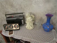 barometer,vase,figurine & radio