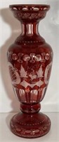 Bohemian Ruby Cut to Clear Large Vase