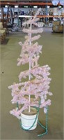 (F) 55"T Vtg Pink Faux Feather Christmas Tree
