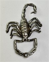Lg. Solid Sterling Signed Crab Pendant 7 Grams